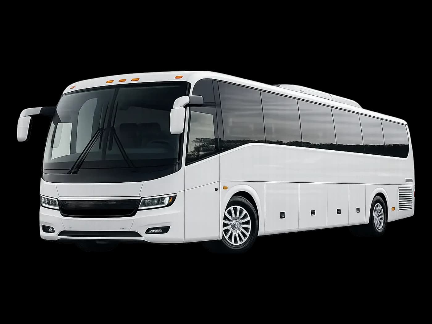 White 55-passenger coach bus