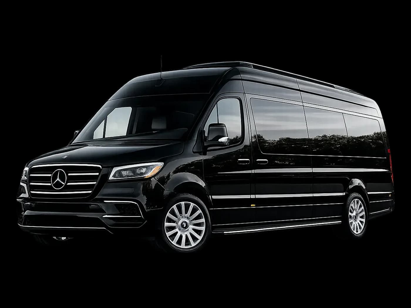 Black luxury Mercedes-Benz Sprinter 7-passenger van