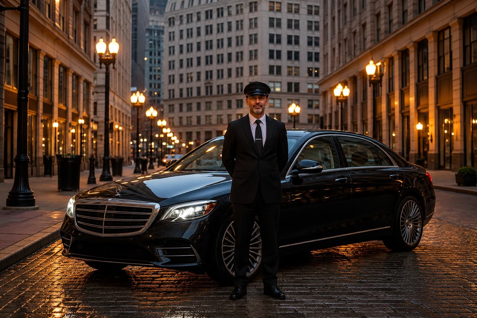 Luxury car arriving at an event venue