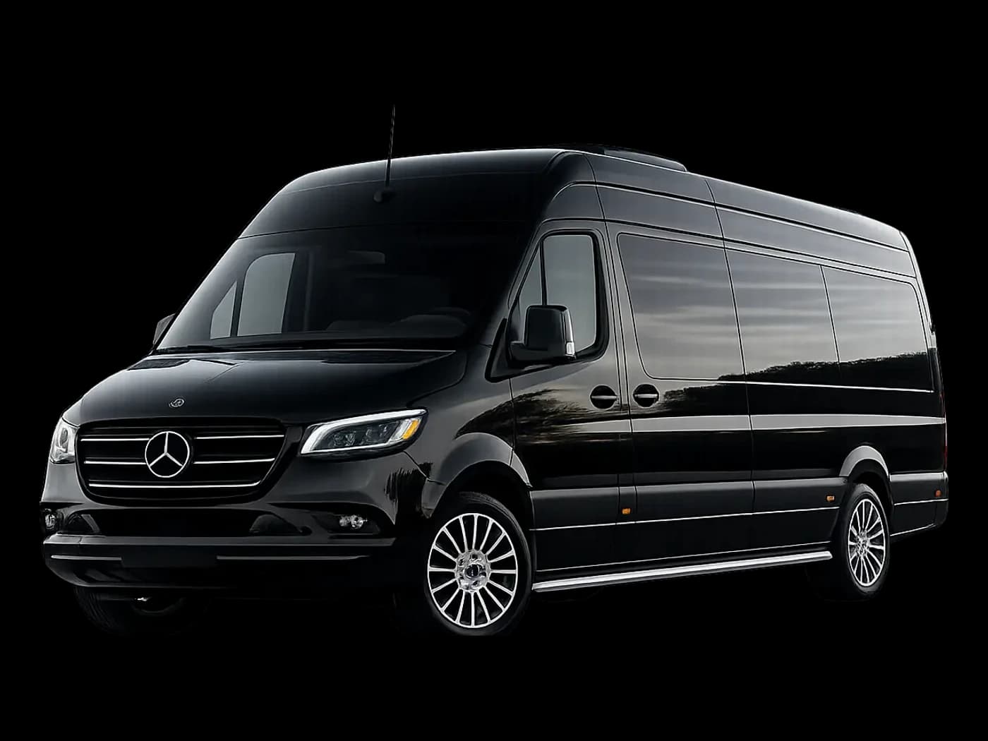Black Mercedes-Benz Sprinter 12-passenger van